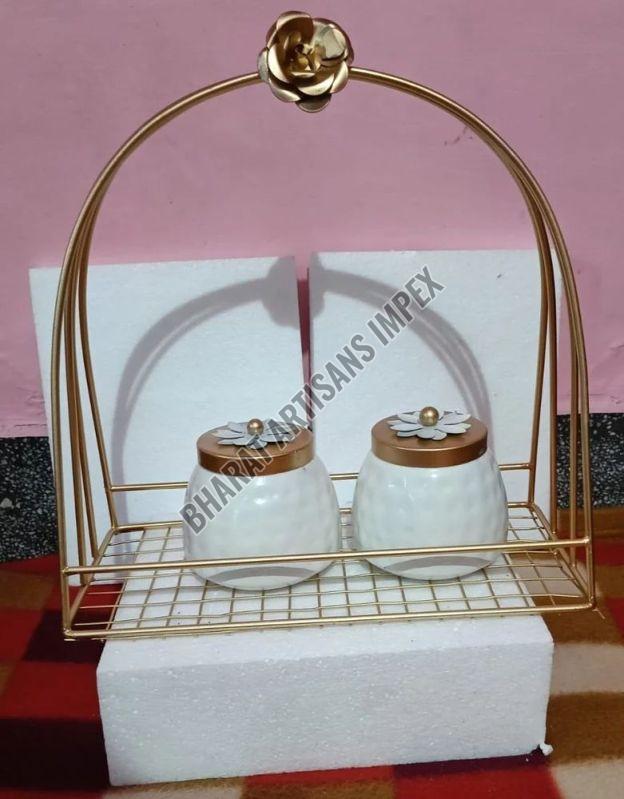 Gold Iron Gift Basket Jar Set