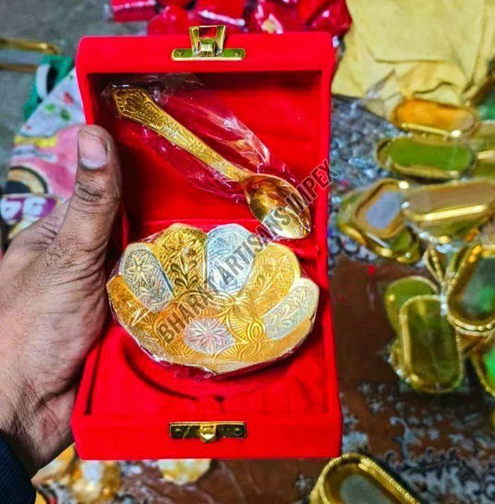 Gold Plated Bowl and  Spoon Set