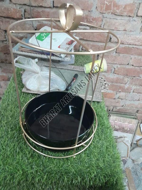 Golden Metal Round Hamper