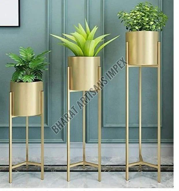 Golden Planter with Stand