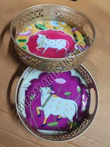 Metal Gifting Pichwai Printed Tray