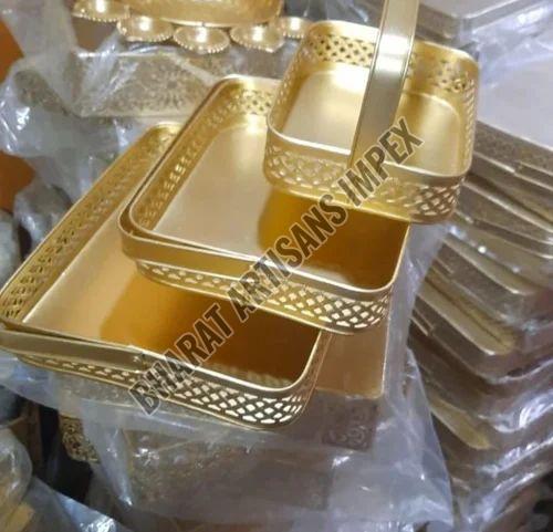 Square Gold Metal Basket