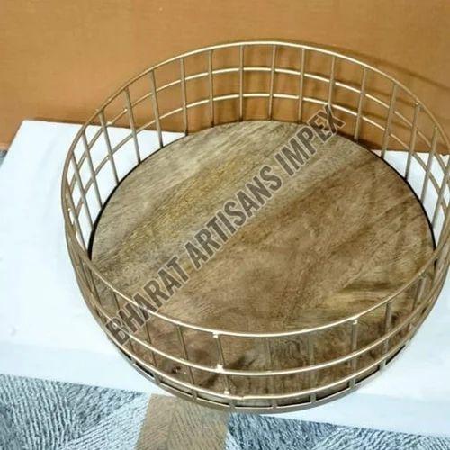 Wood and Stainless Steel Kitchen Basket