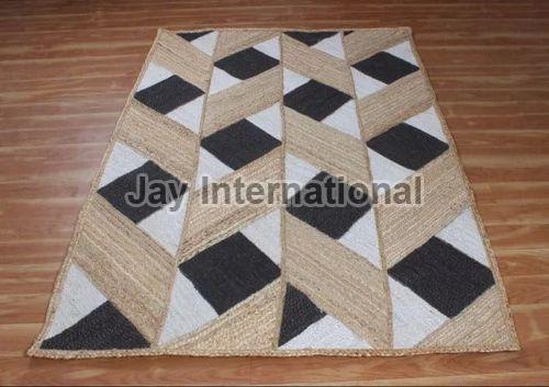 Rectangular Check Braided Jute Rug