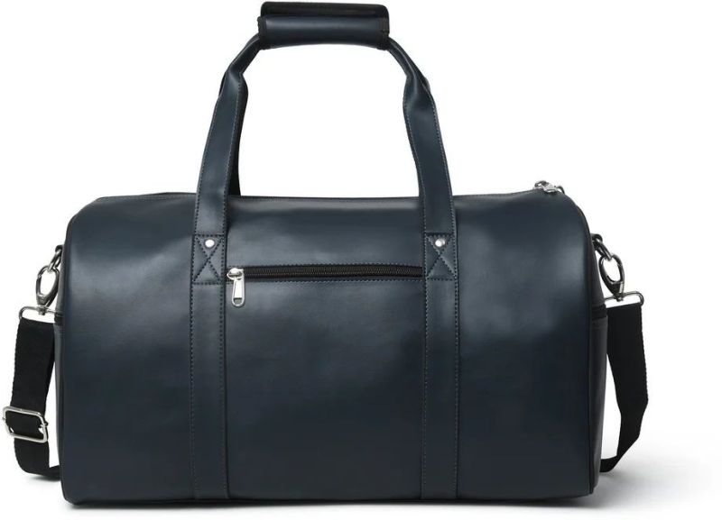 Blue Leather Duffle Bag