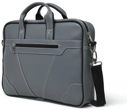 Grey  Leather Office Laptop Bag