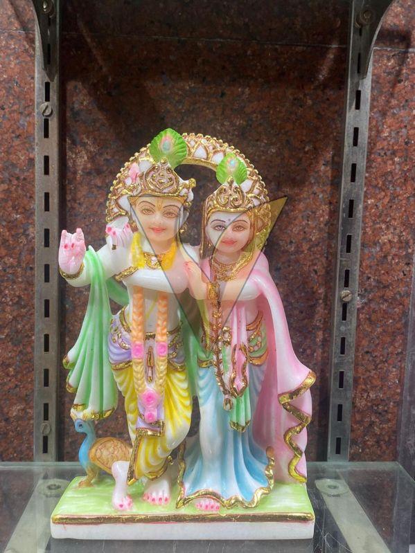Multicolor Marble Radha Krishna Statue