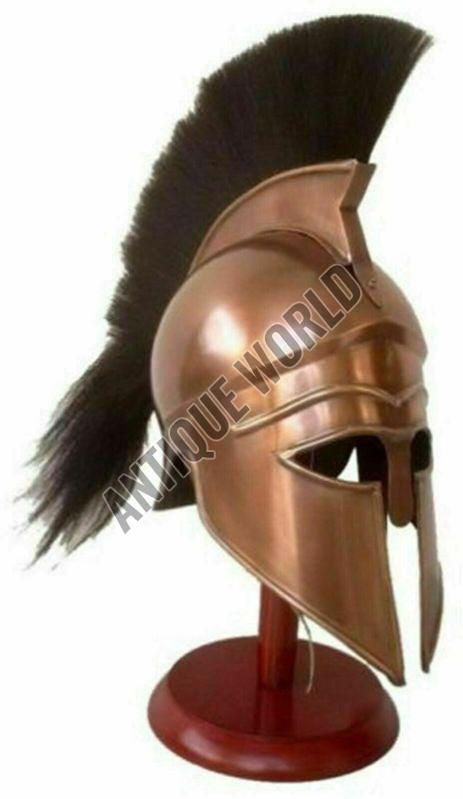 Medieval Vintage Steel 300 Greek Spartan Helmet with Black Plume
