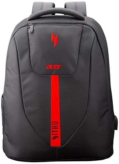 Black and Red Polyester Acer Nitro Backpack Bag