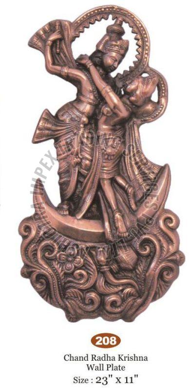 Brass Chand Radha Krishna Wall Hanging