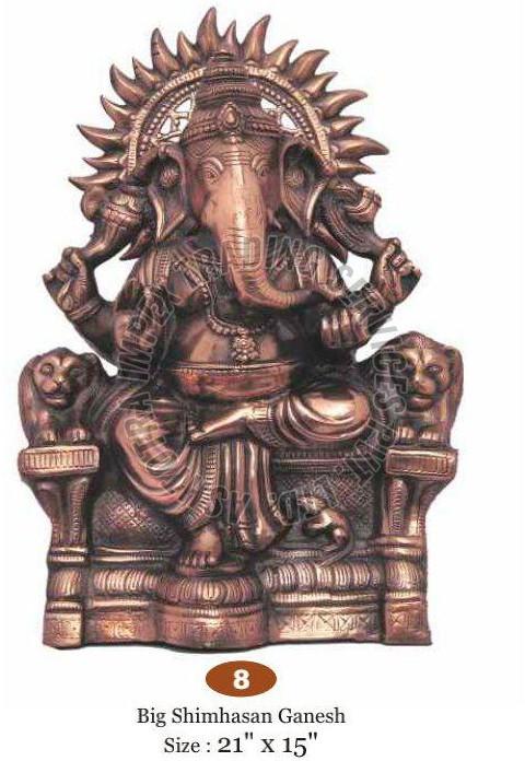 Brass Simhasanam Ganesh Statue