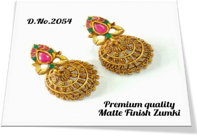 Matte Finish Jhumka Earrings