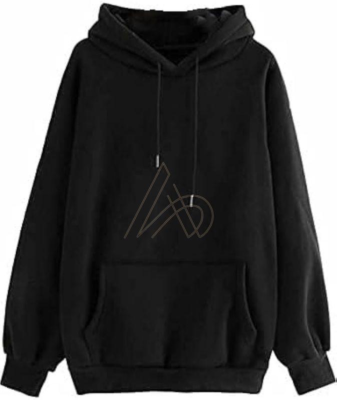 Ladies Pullover Black Cotton Hoodies