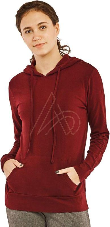 Ladies Pullover Maroon Cotton Hoodies