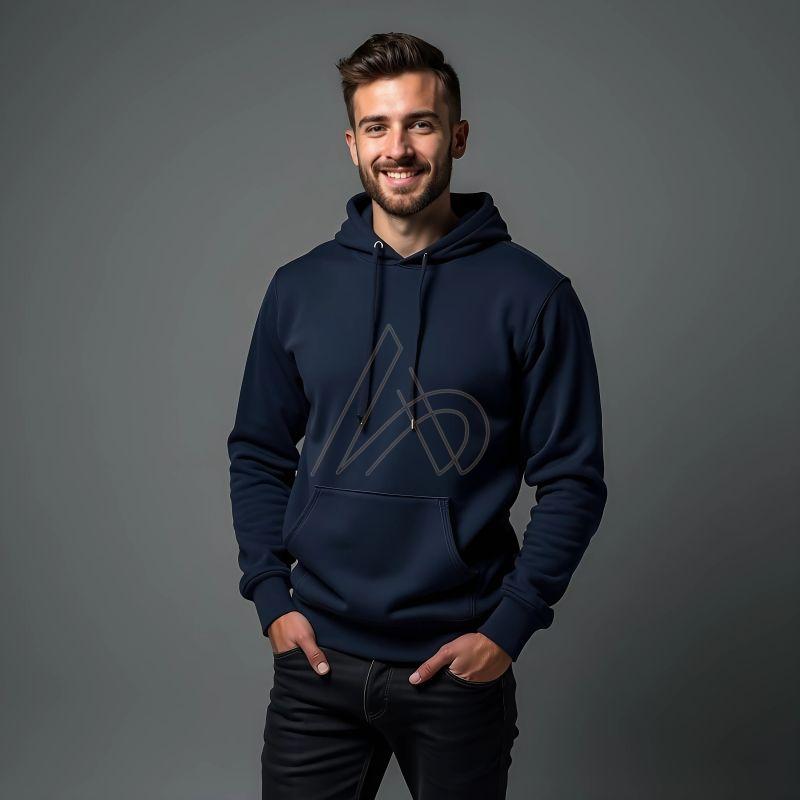 Mens Pure Cotton Navy Blue Hoodies