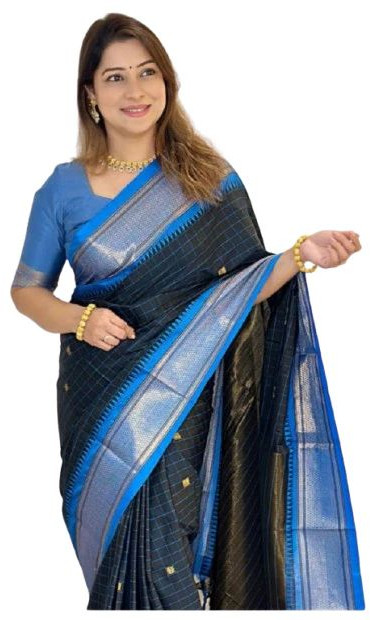 Kadiyal Gridlines Paithani Silk Saree