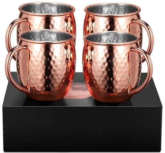 Hammered Copper Mug Set