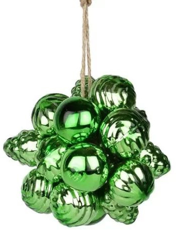 15 Balls Green Glass Ornaments Set