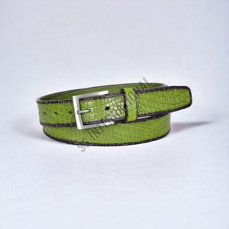 Mens Green Casual Wear Leather Belt