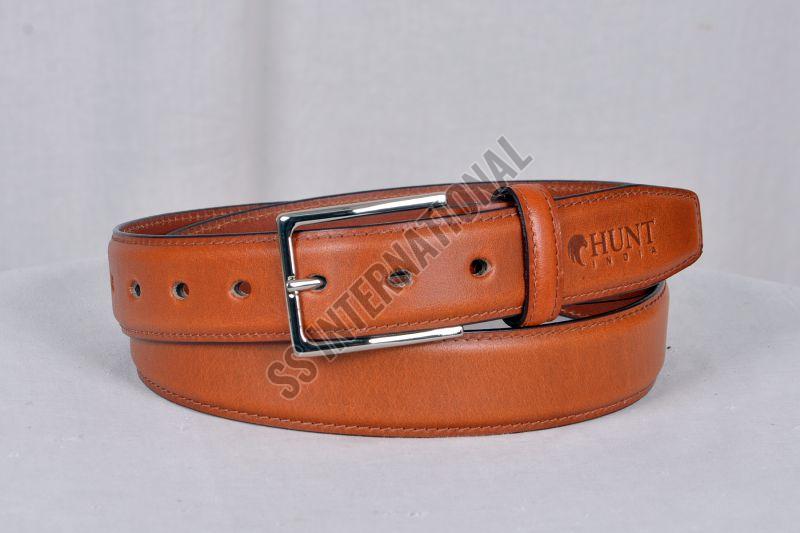 Mens Tan Plain Leather Belt