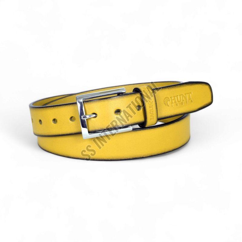 Mens Yellow Casual Wear Leather Belt