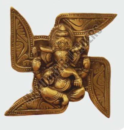 Brass Swastik Ganesha Wall Plate