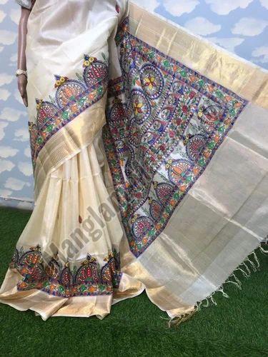 Premium Quality Madhubani Hand Painted Saree