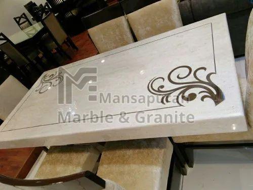 White Rectangular Marble Table Top