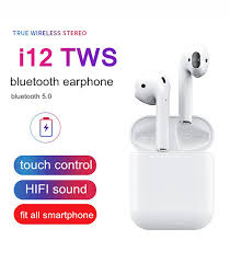 i-12 Bluetooth Ear Buds Bluetooth Headset in Earphone Earbuds with Mic Bluetooth Headset