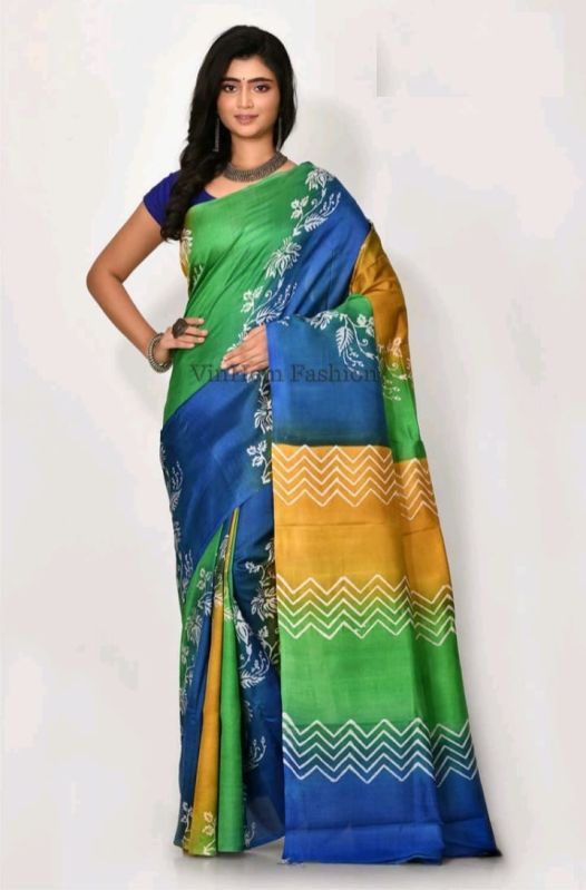 Hand Block Printed Silk Saree