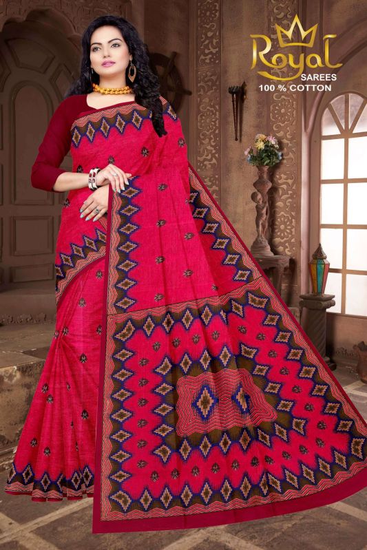 Julie Red Cotton Saree