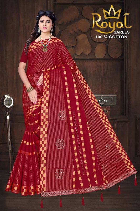 Lavanya Maroon Cotton Saree