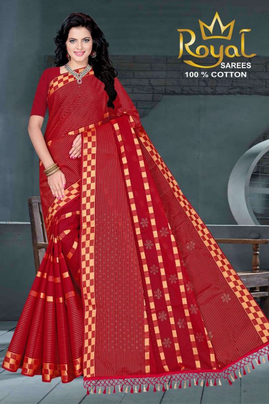 Pragati Maroon Cotton Saree