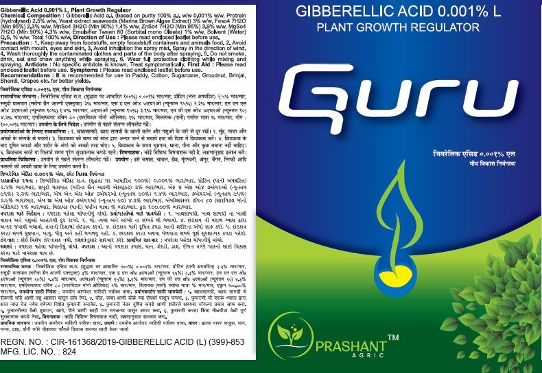 Guru Gibberellic Acid 0.001% L Plant Growth Regulator