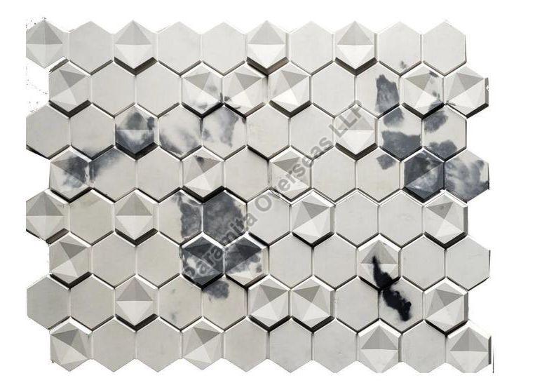 Cloudy White Hexagon Interlocking Tiles
