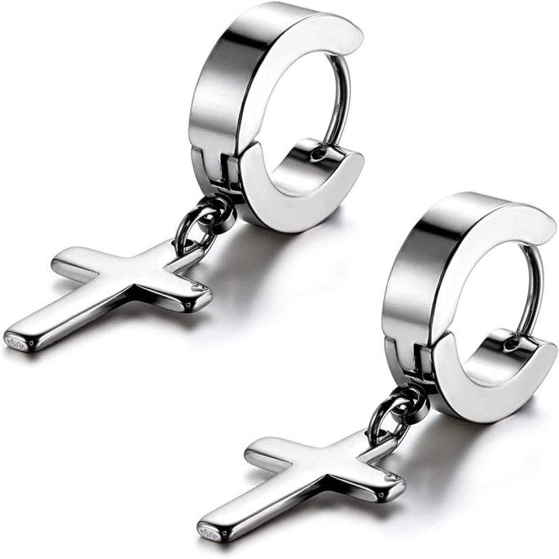 Mens Silver Dangle Earrings