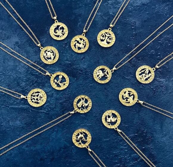 Ladies Artificial Golden Zodiac Necklace