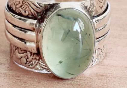 Mens Prehnite Stone Ring