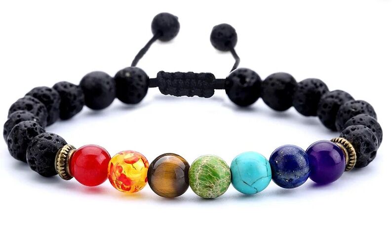 Ladies Seven Chakras Lava Bracelet