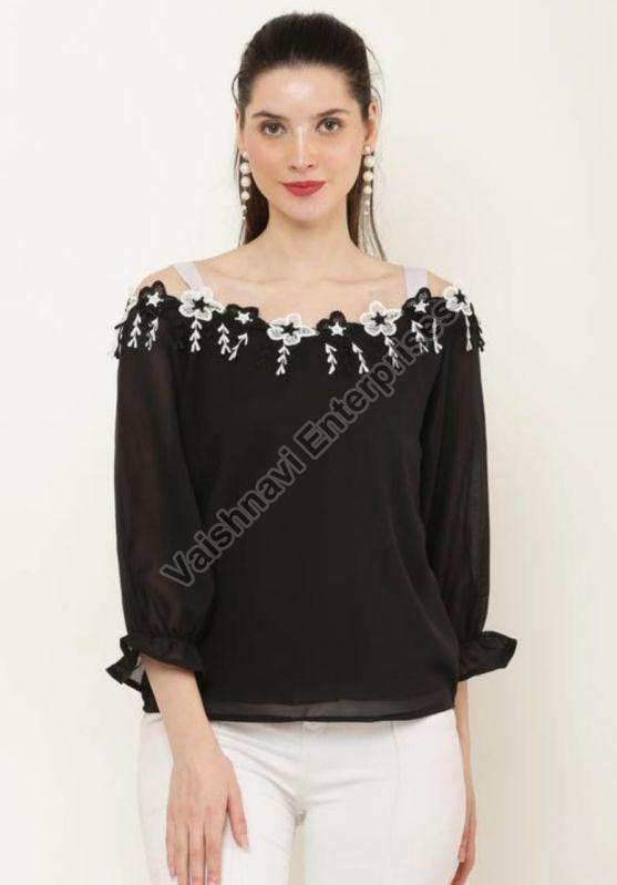 Ladies Black Georgette Top