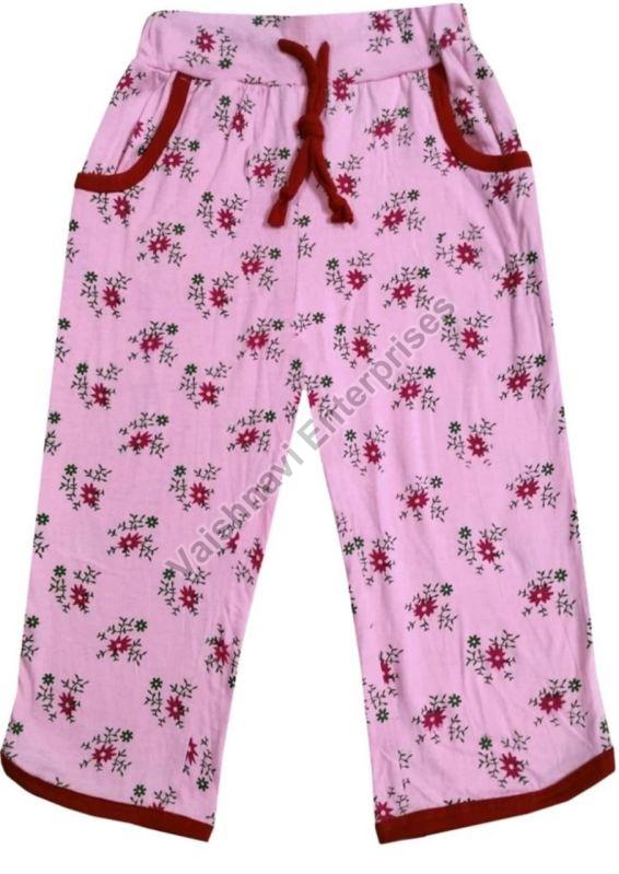 Ladies Pink Cotton Printed Capri