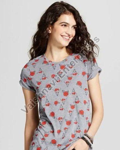 Ladies Round Neck Printed T-Shirt