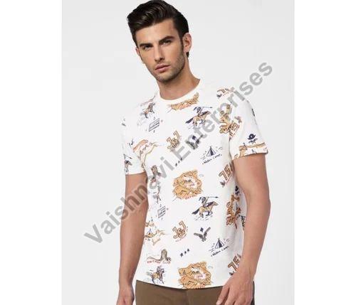 Mens Half Sleeve Round Neck Printed T-Shirt