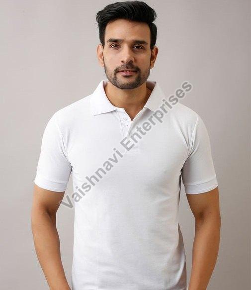 Plain White Men Polo T-Shirt