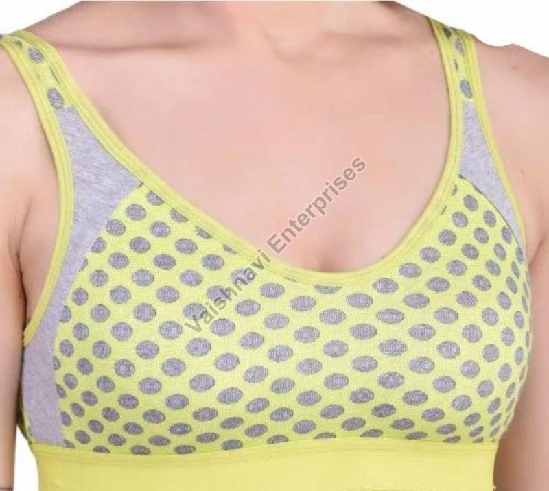 Yellow Cotton Printed Bra