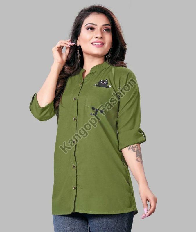 Ladies Olive Green Casual Shirt