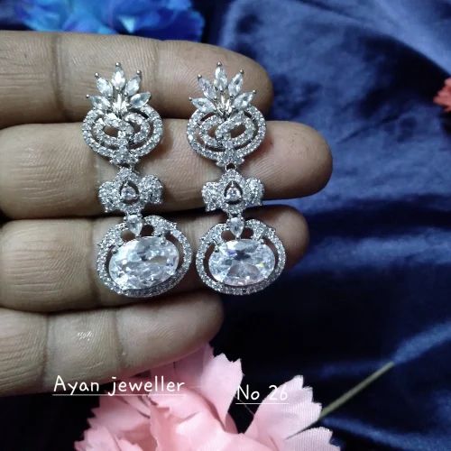 Silver American Diamond Earrings