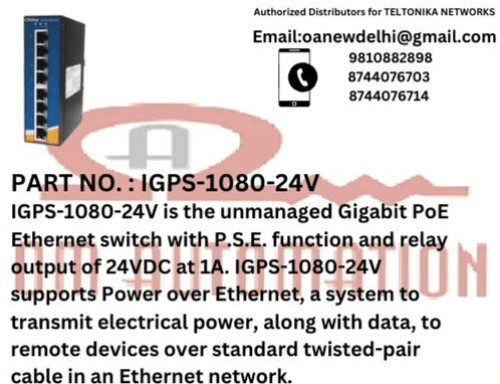 ORING IGPS-1080-24V Series Industrial 8-port unmanaged Gigabit PoE Ethernet switch