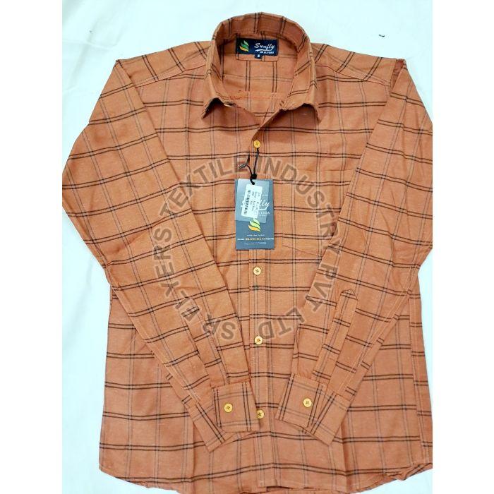 Mens Brown Checked Shirt