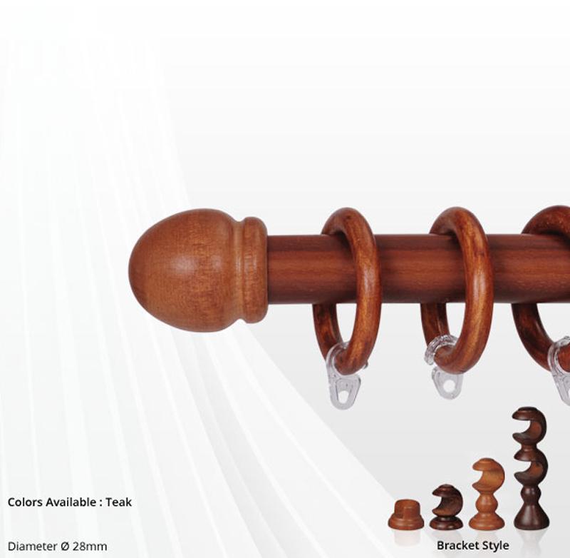 Teak Italian Wood Curtain Rods